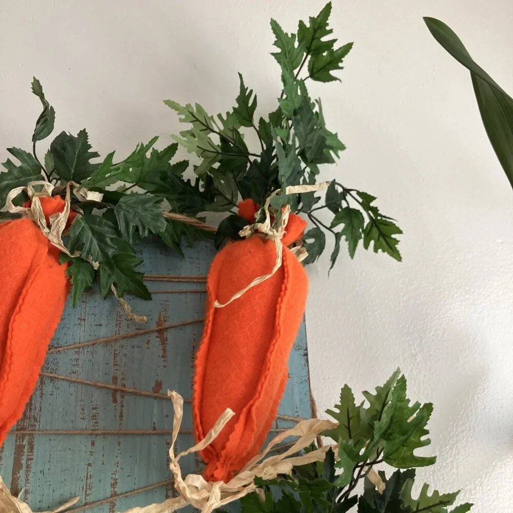 Vintage Handmade Felt Carrot Easter Garland Plush